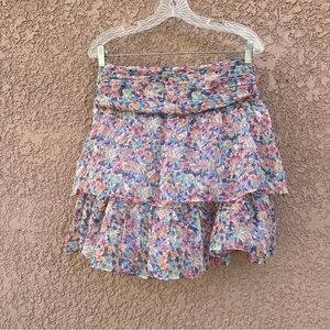 KOOKAI Silk Floral Ruffle Skirt